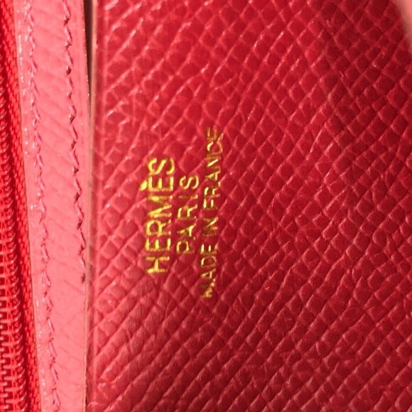 HERMES Bearn Souffle Two fold Long Wallet Courchevel Red/GoldHardware - Picture 7 of 14